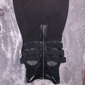 Black leather slim dress